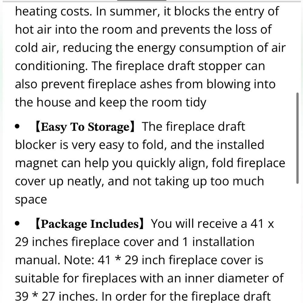Fireplace Cover Draft Stopper Protection - Picture 5 of 7